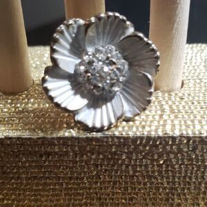 White Distressed Floral Ring